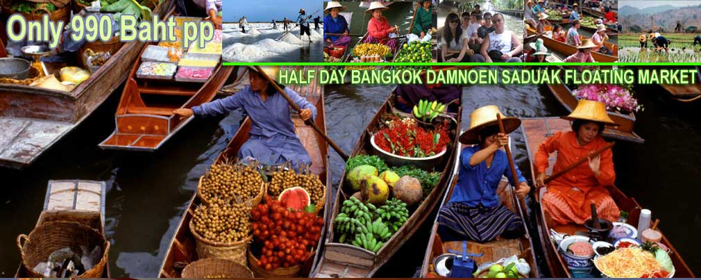 Group half tour Floating Market Damnoen Saduak half day tour